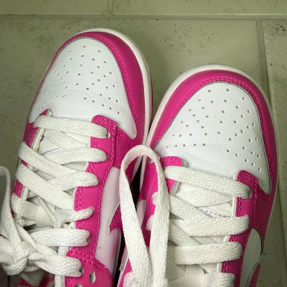 Nike Dunk Low GS Active Fuchsia White Pink Sneakers FB9109-102‎ Kids Size 4Y